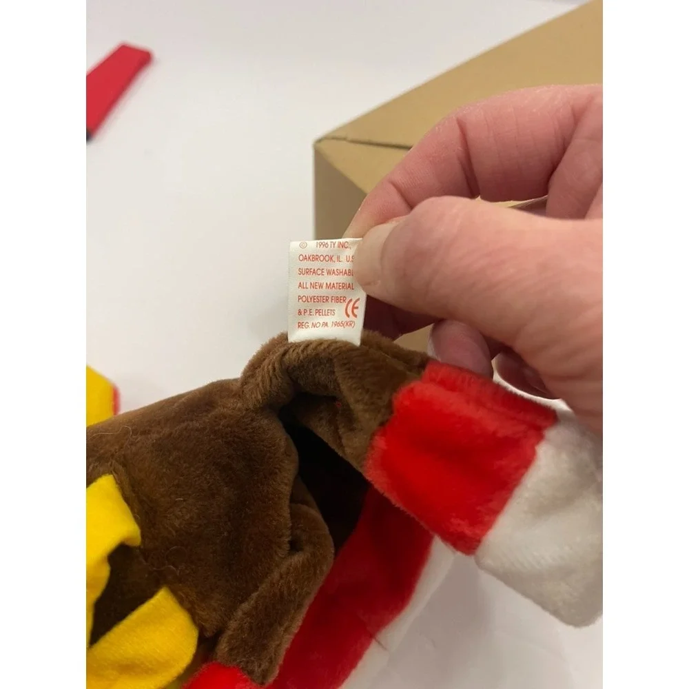 Ty Beanie Babies Gobbles the Turkey 1996 Vintage Plush Toy Brown Red White